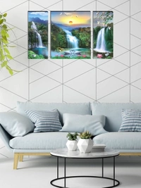 India Market| Nature Waterfall Digital Reprint 13 inch x 10.2 inch Wall Painting
